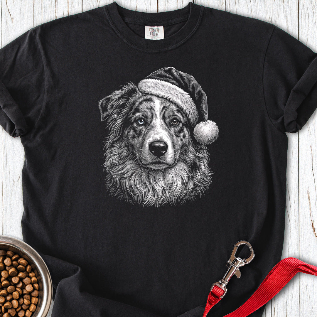Australian Shepherd Christmas Santa Hat Premium Tee Black