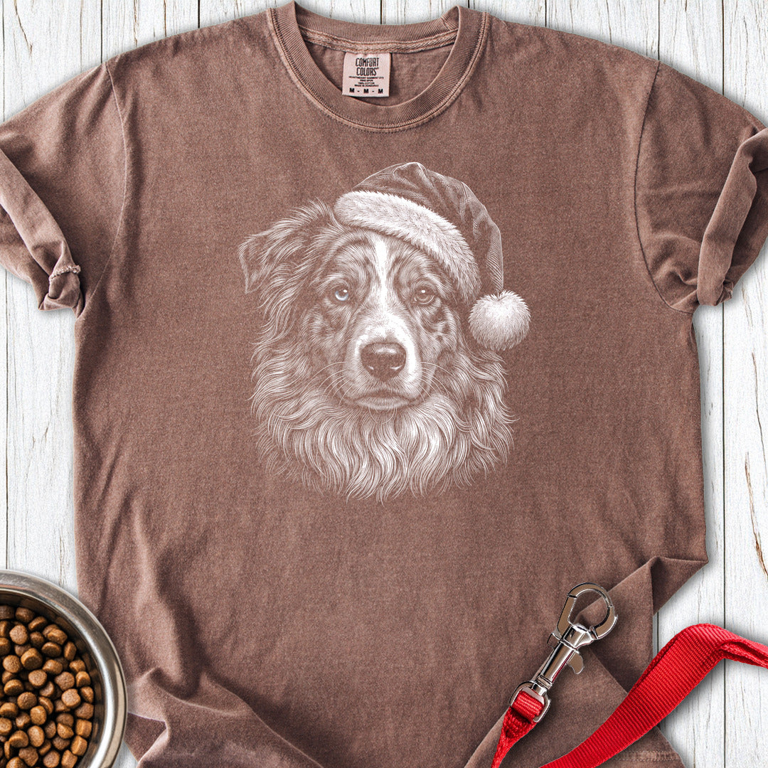 Australian Shepherd Christmas Santa Hat Premium Tee Espresso