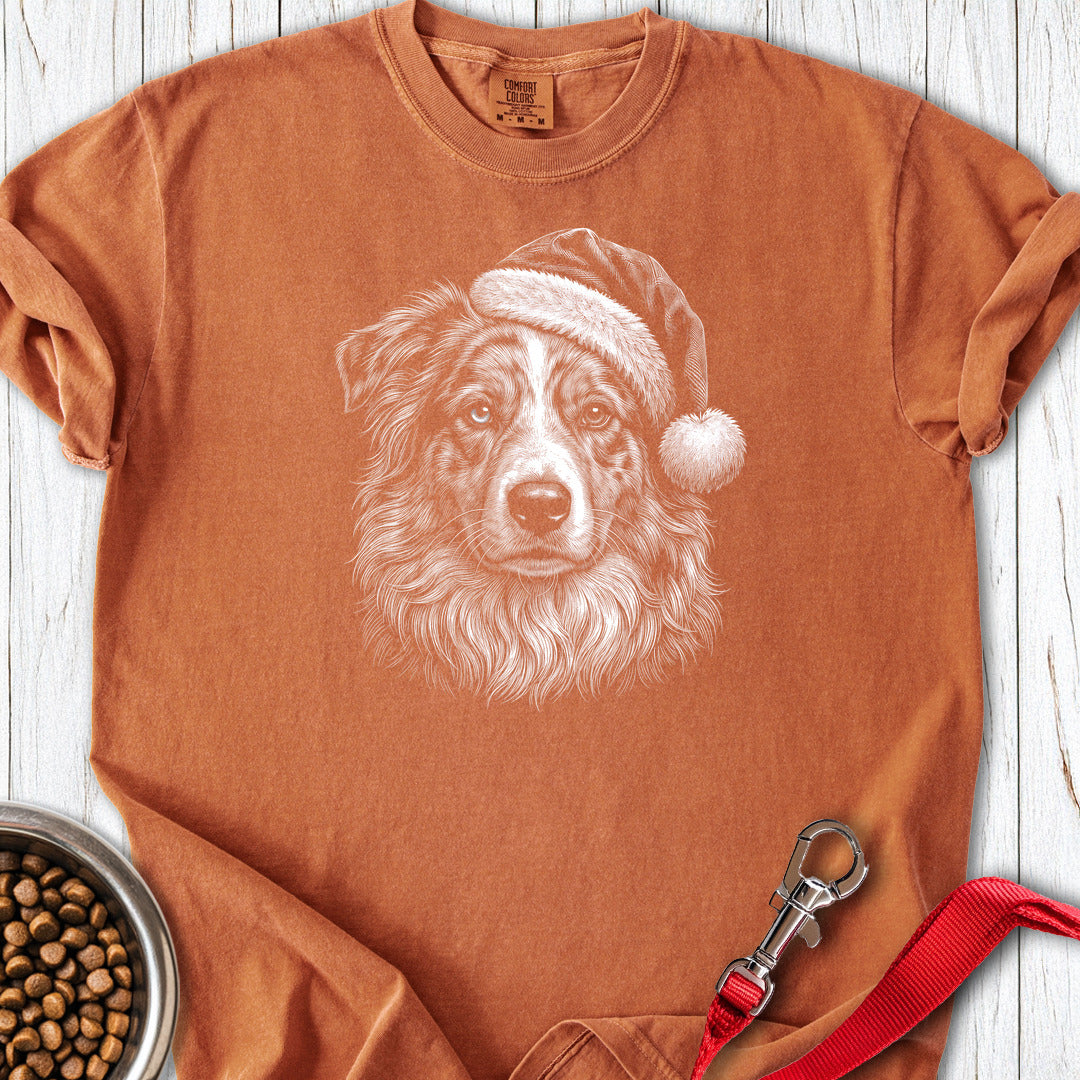 Australian Shepherd Christmas Santa Hat Premium Tee Yam