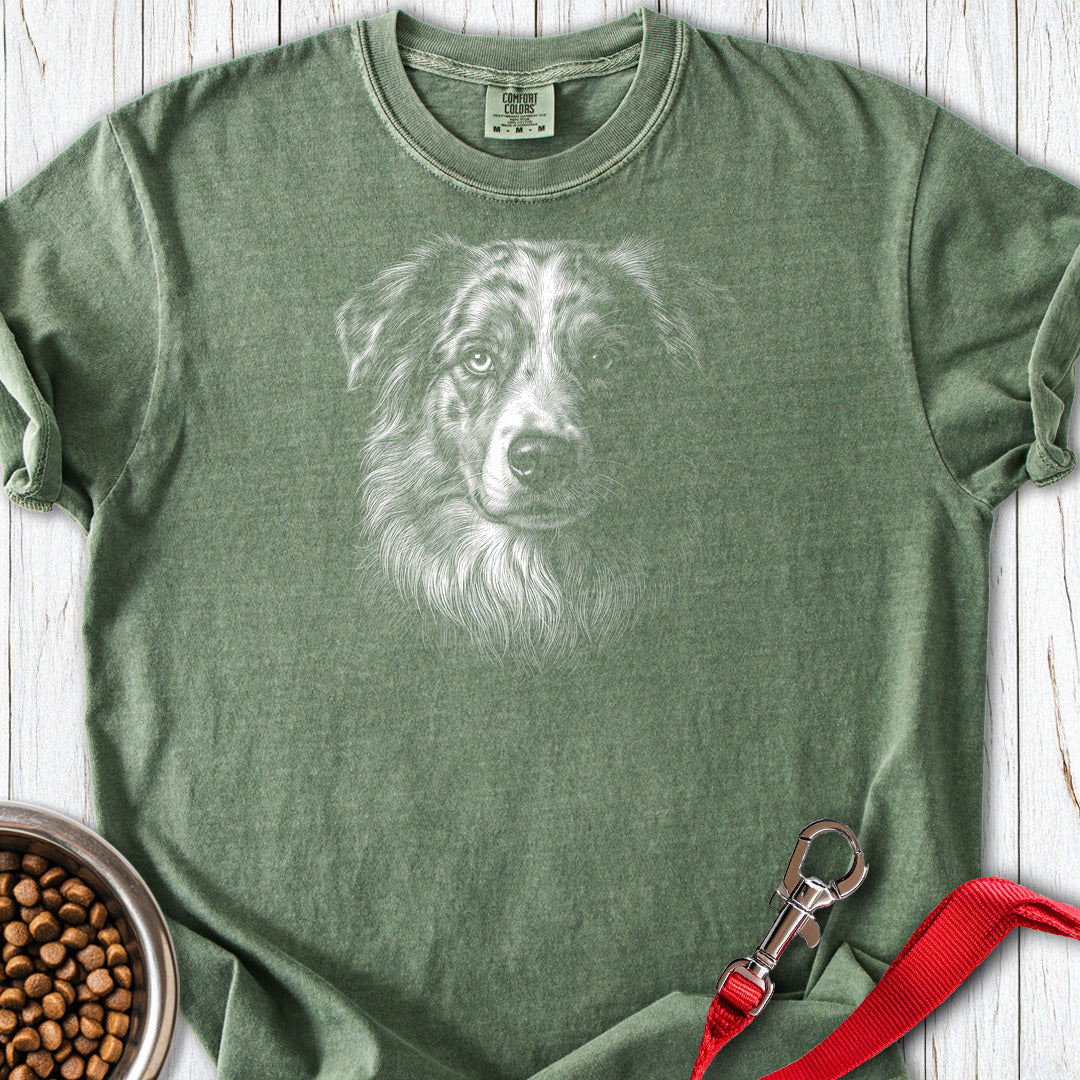 Australian Shepherd Engraved Premium Tee — Moss