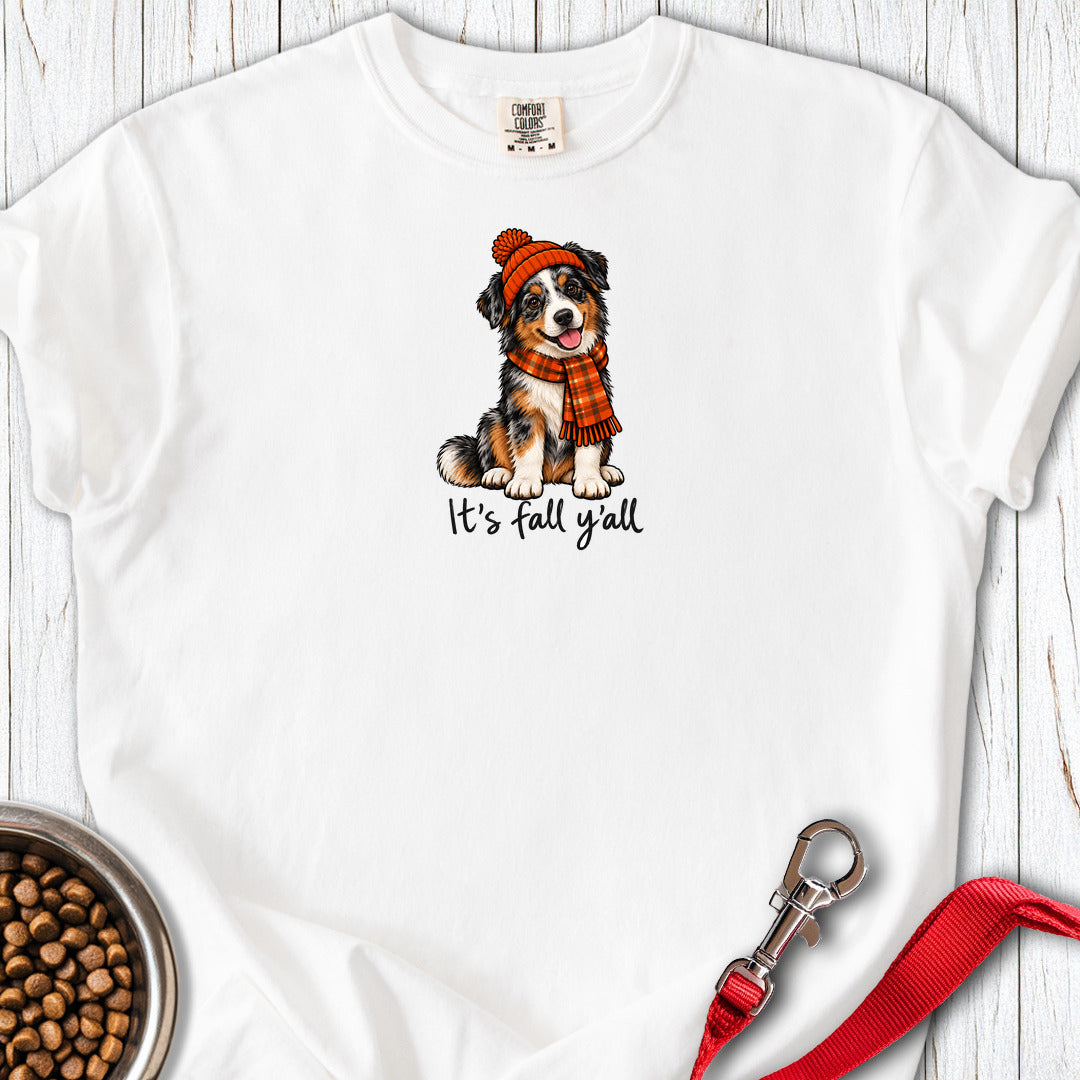 Australian Shepherd It's Fall Y'all Premium Tee — White