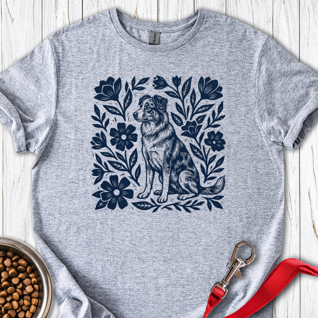 Australian Shepherd Linocut Sport Grey