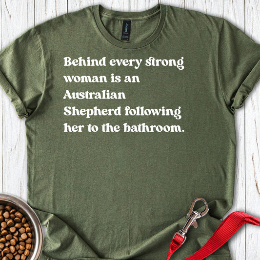 Australian Shepherd Strong Woman Military Green