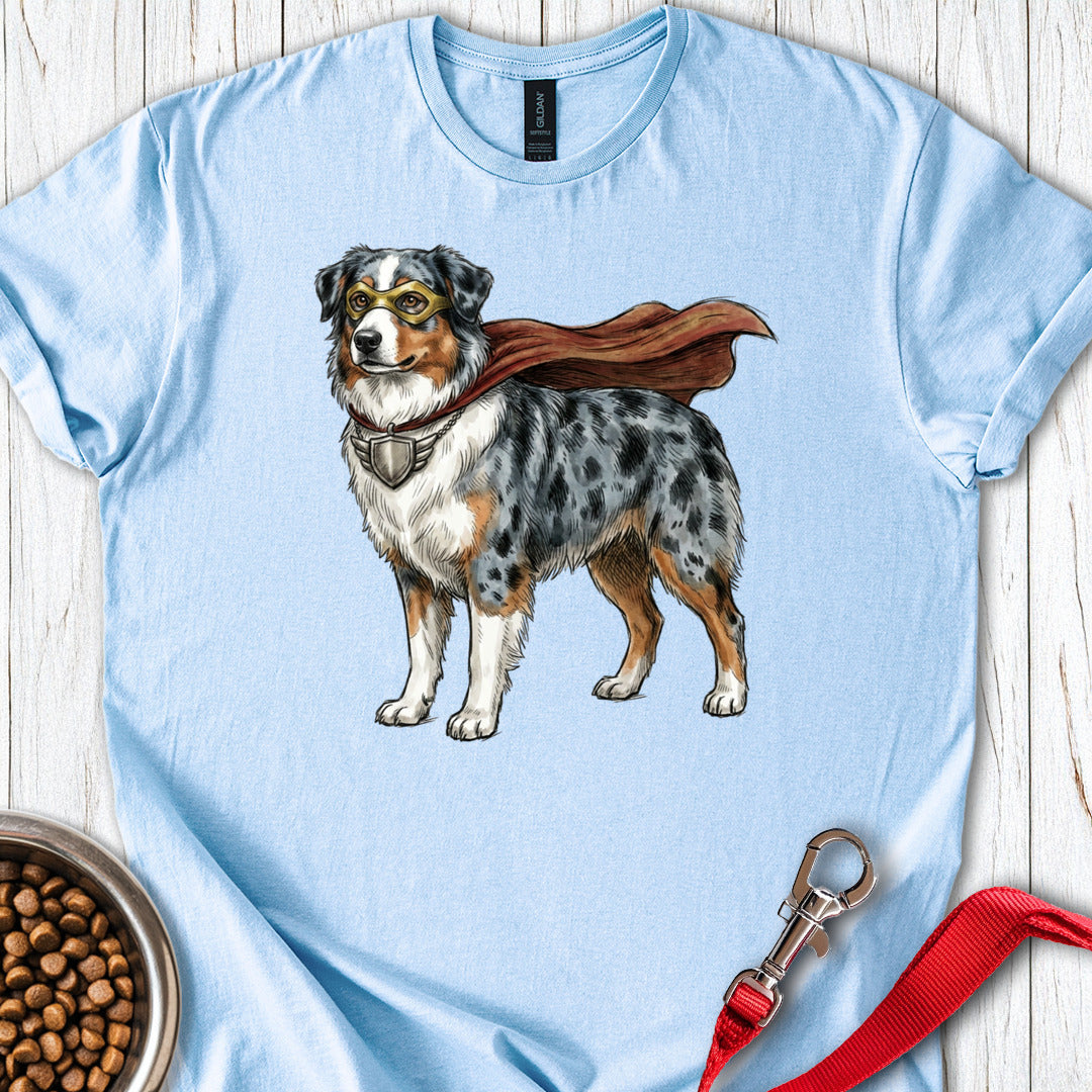Australian Shepherd Superhero — Light Blue