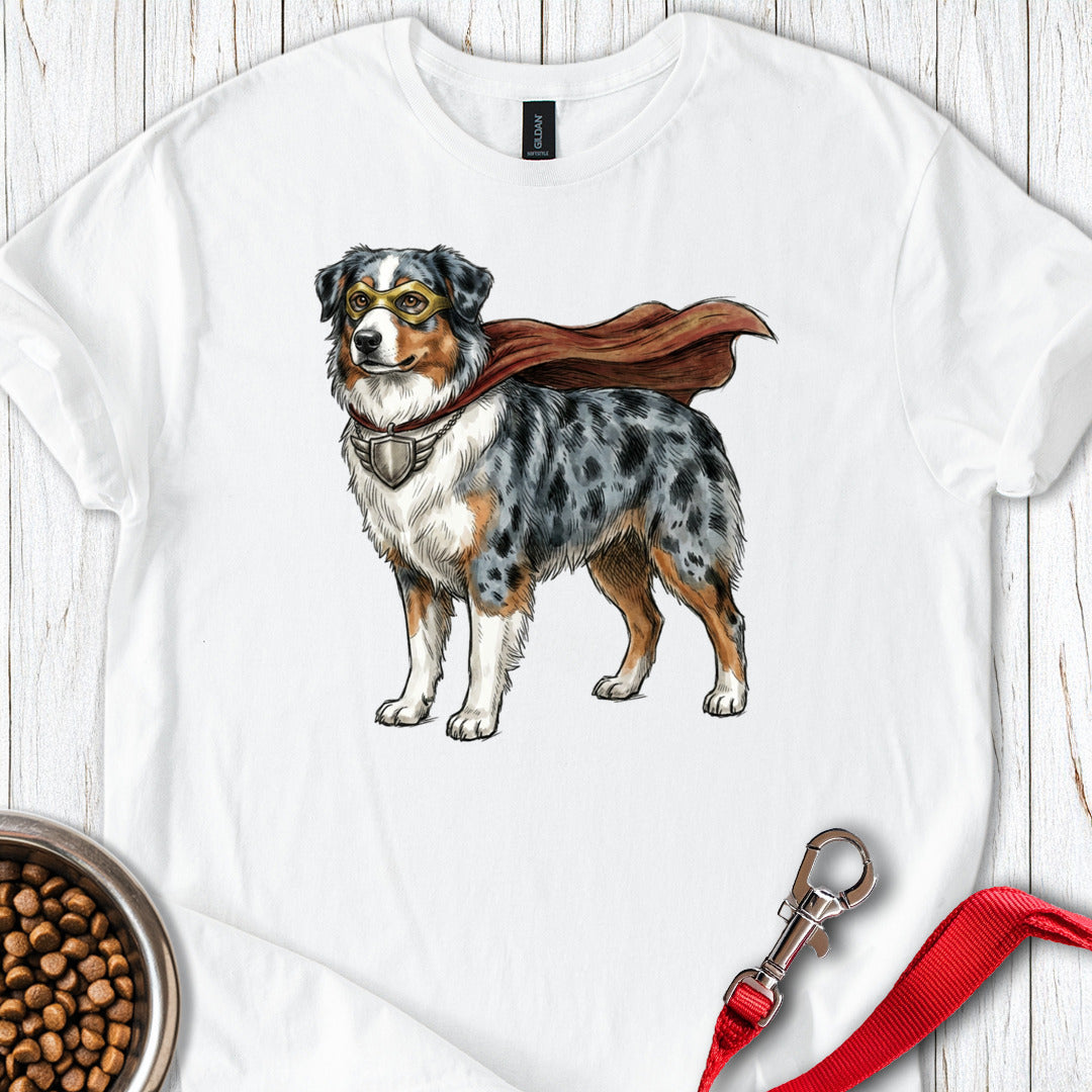 Australian Shepherd Superhero — White