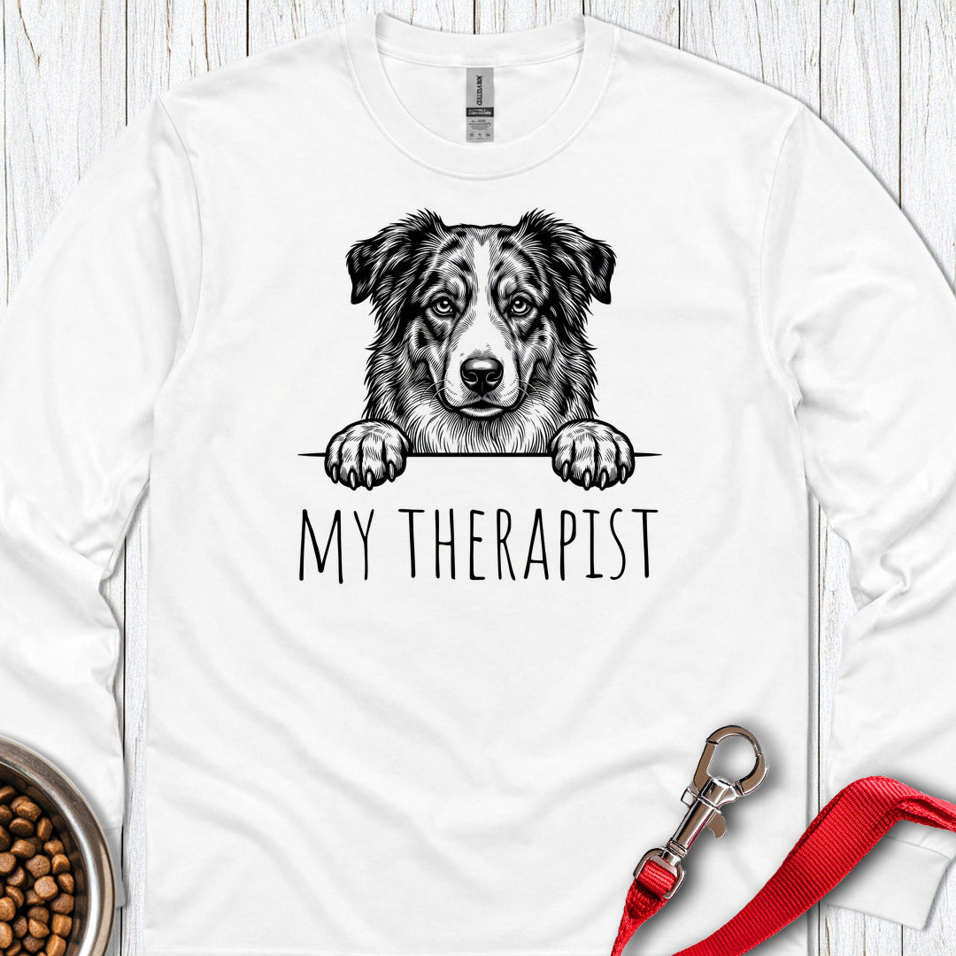 Australian Shepherd Therapist Long Sleeve — White