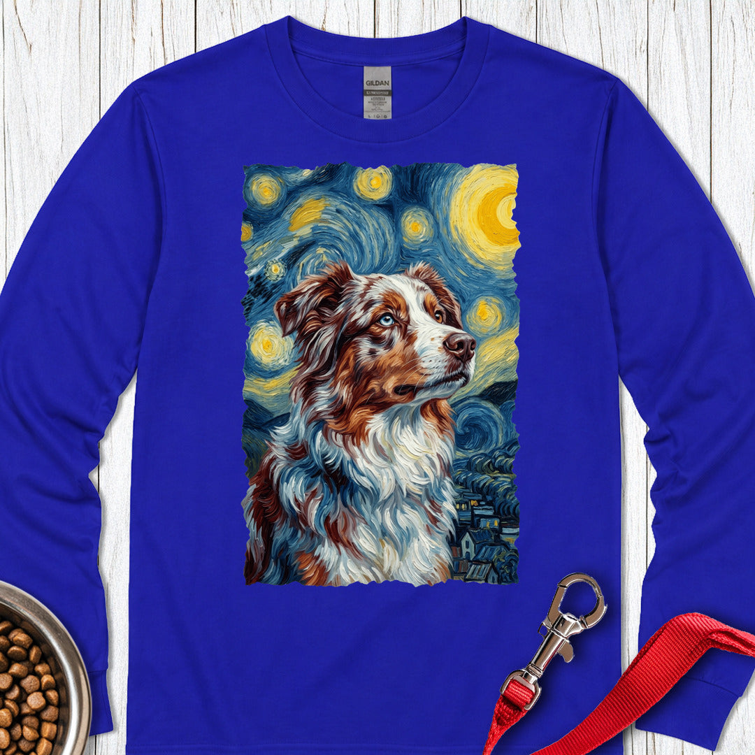 Australian Shepherd Van Gogh Long Sleeve — Royal
