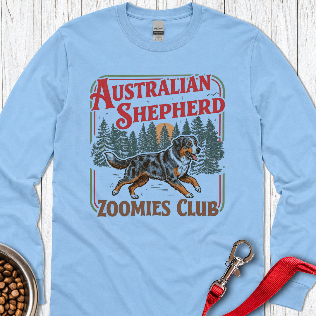 Australian Shepherd Zoomies Club Long Sleeve — Carolina Blue