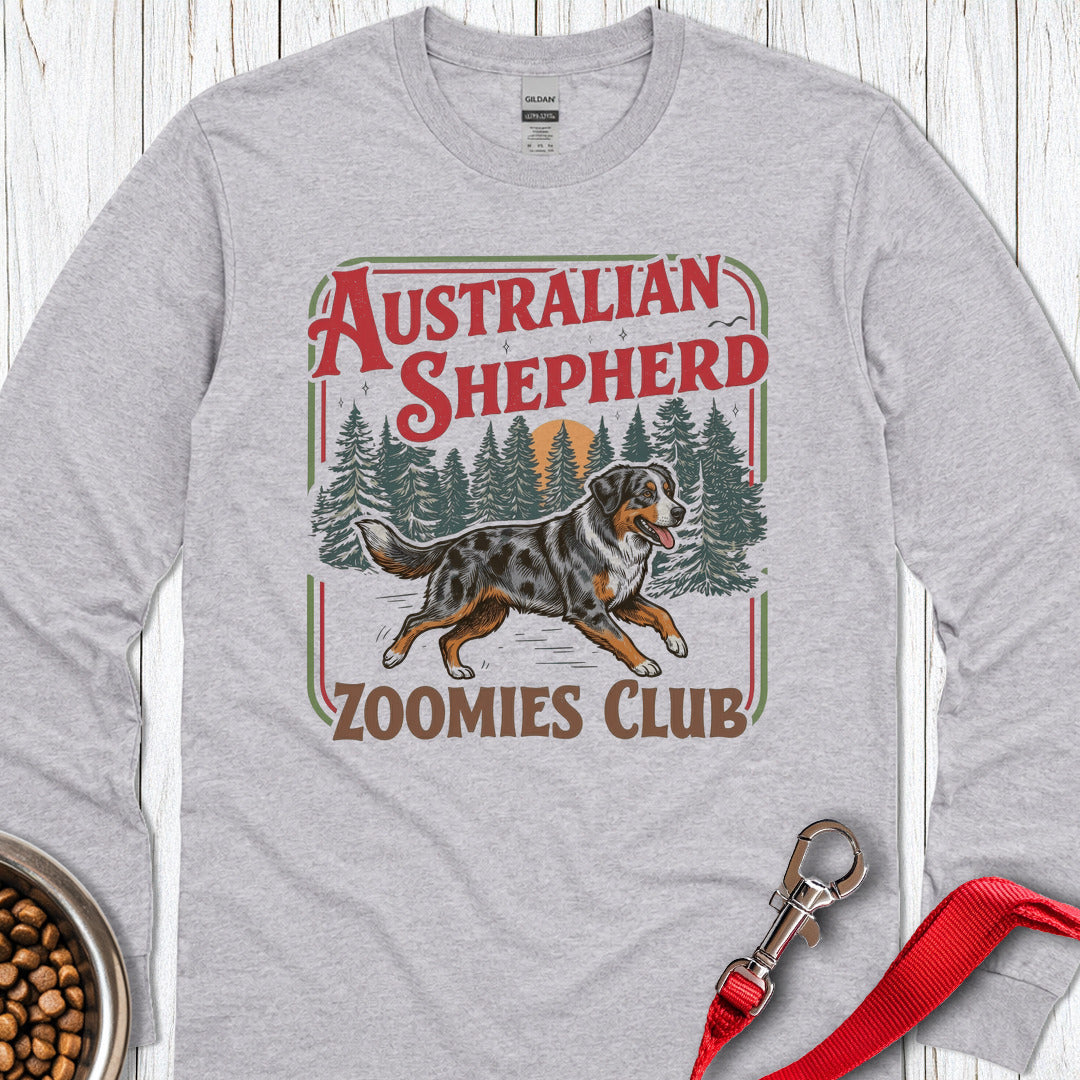 Australian Shepherd Zoomies Club Long Sleeve — Sport Grey
