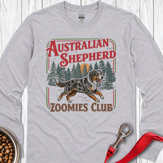 Australian Shepherd Zoomies Club Long Sleeve — Sport Grey