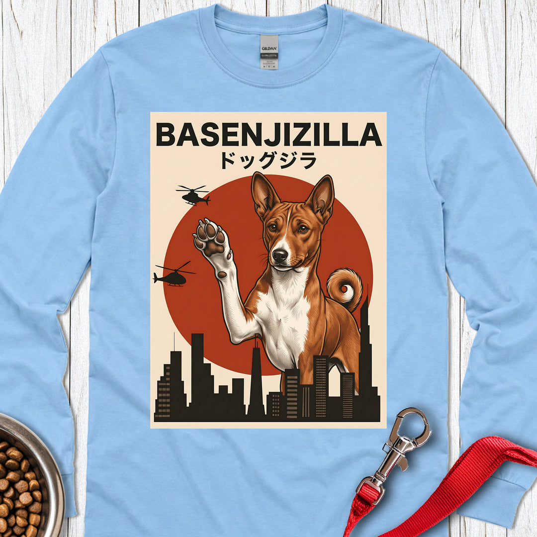 Basenji Basenjizilla Long Sleeve — Carolina Blue