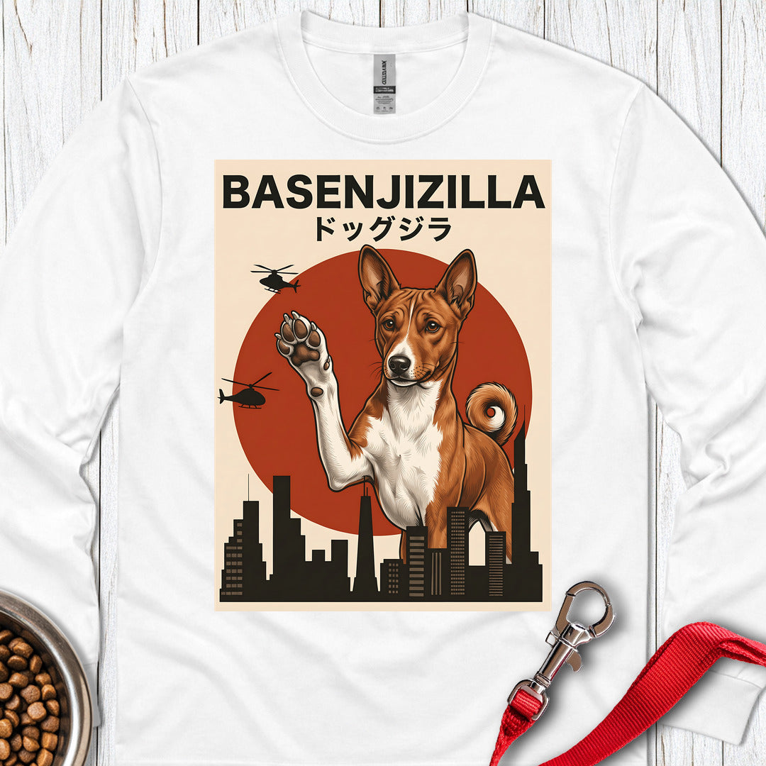 Basenji Basenjizilla Long Sleeve — White