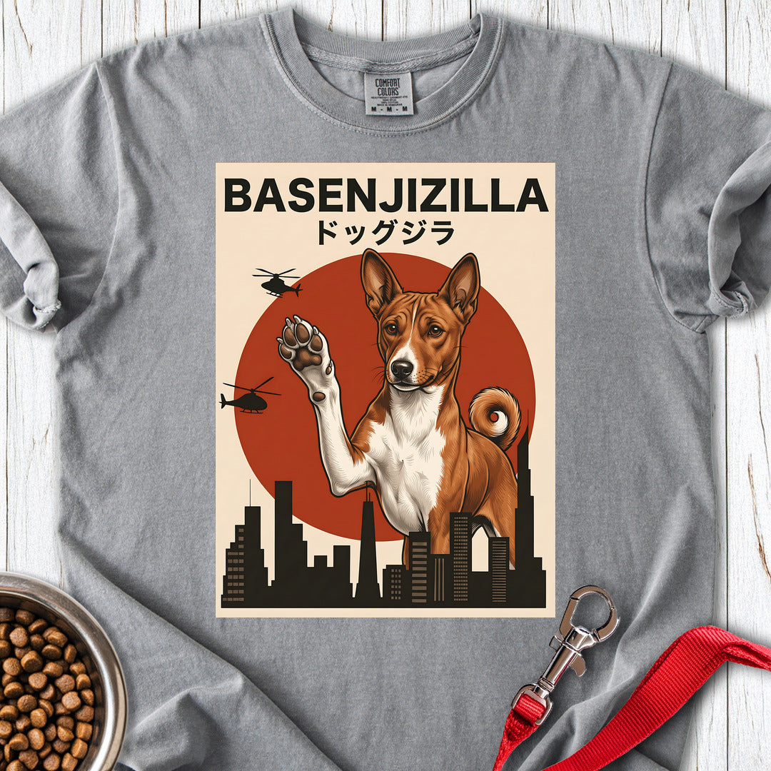 Basenji Basenjizilla Premium Tee — Grey