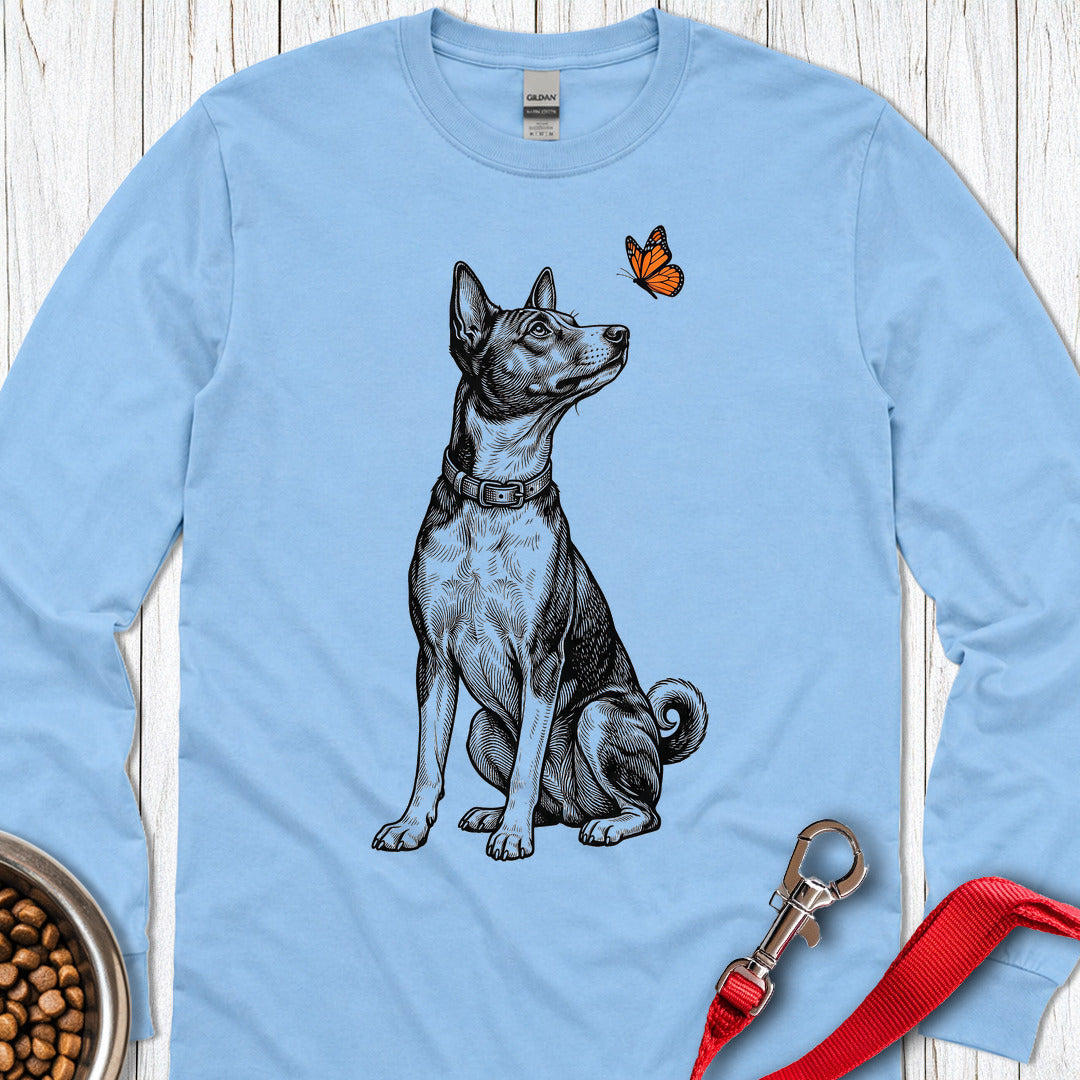 Basenji Butterfly Long Sleeve — Carolina Blue