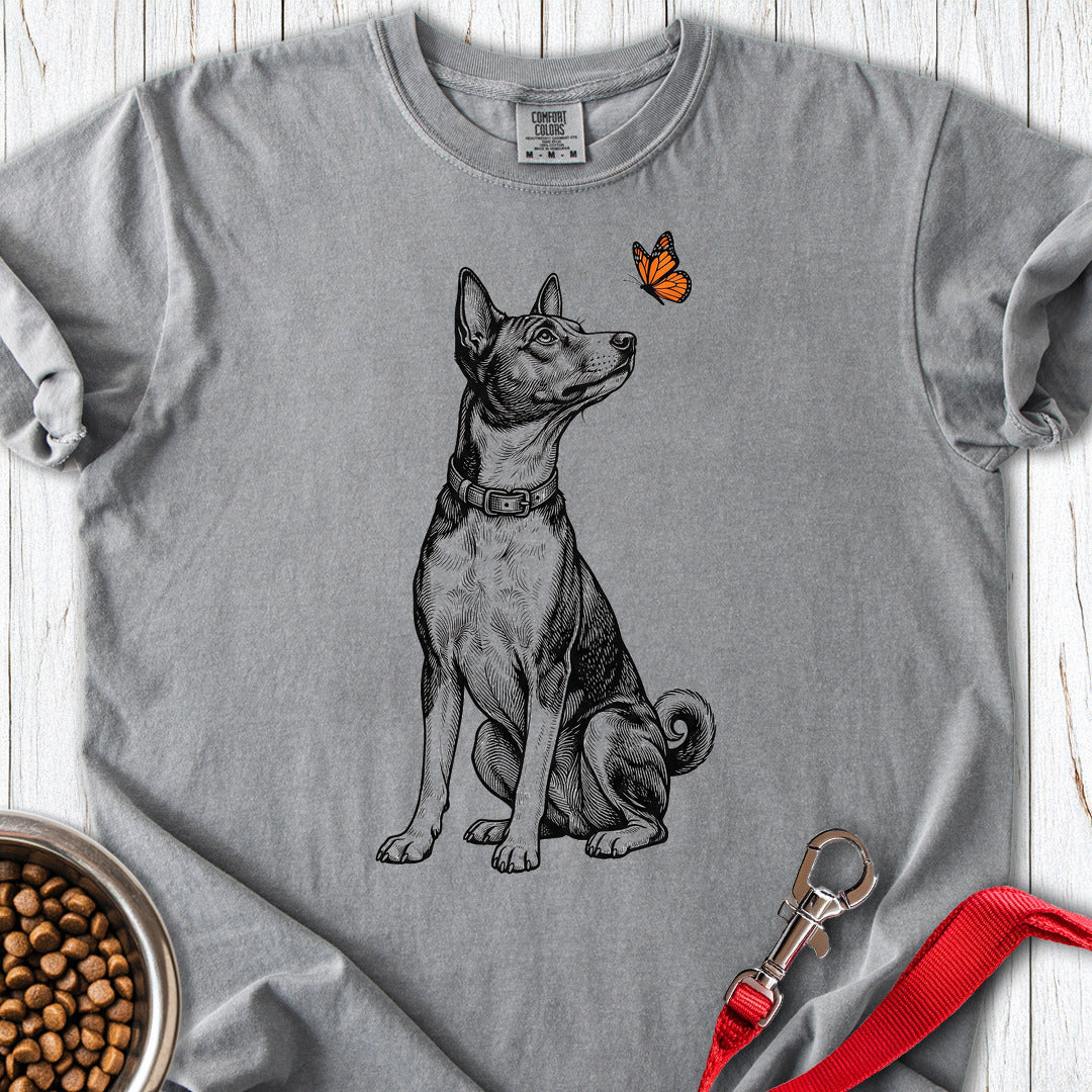 Basenji Butterfly Premium Tee — Grey