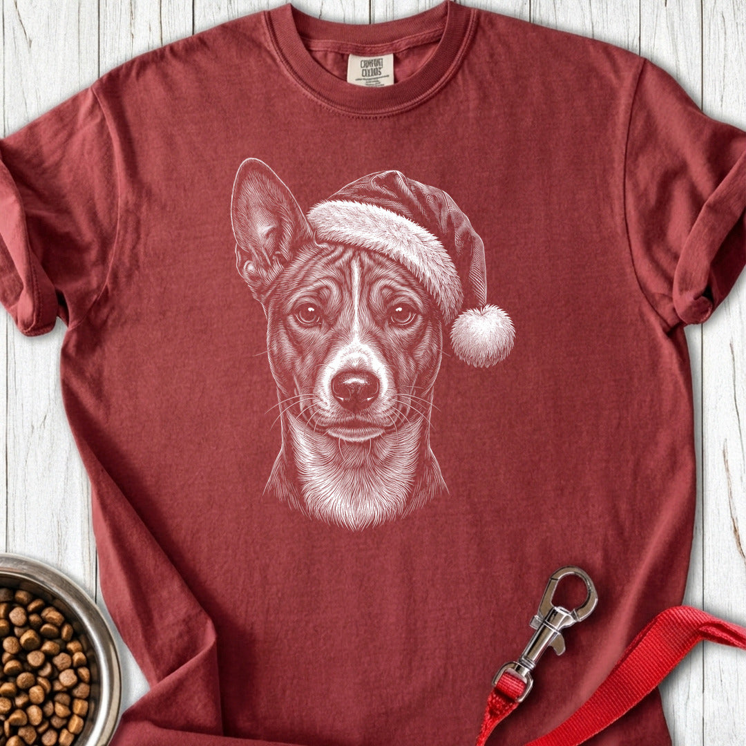 Basenji Christmas Santa Hat Premium Tee Brick