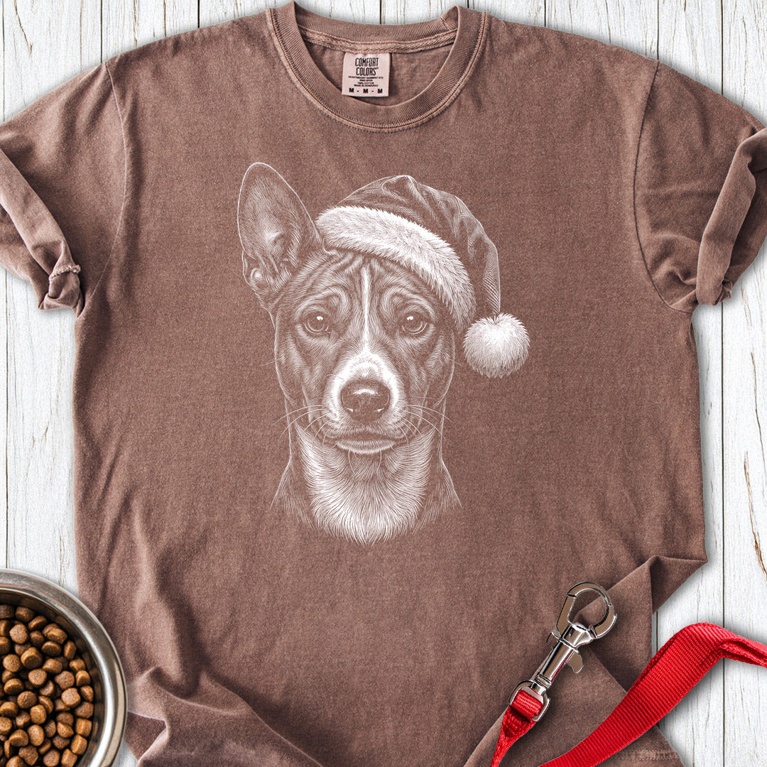 Basenji Christmas Santa Hat Premium Tee Espresso