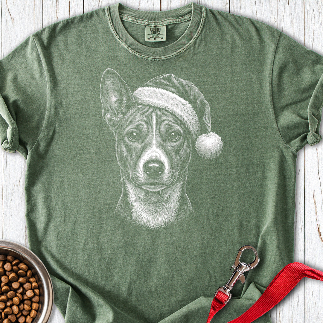 Basenji Christmas Santa Hat Premium Tee Moss