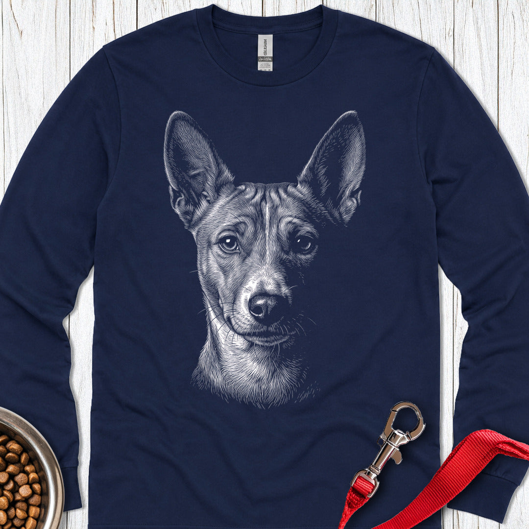 Basenji Engraved Long Sleeve — Navy