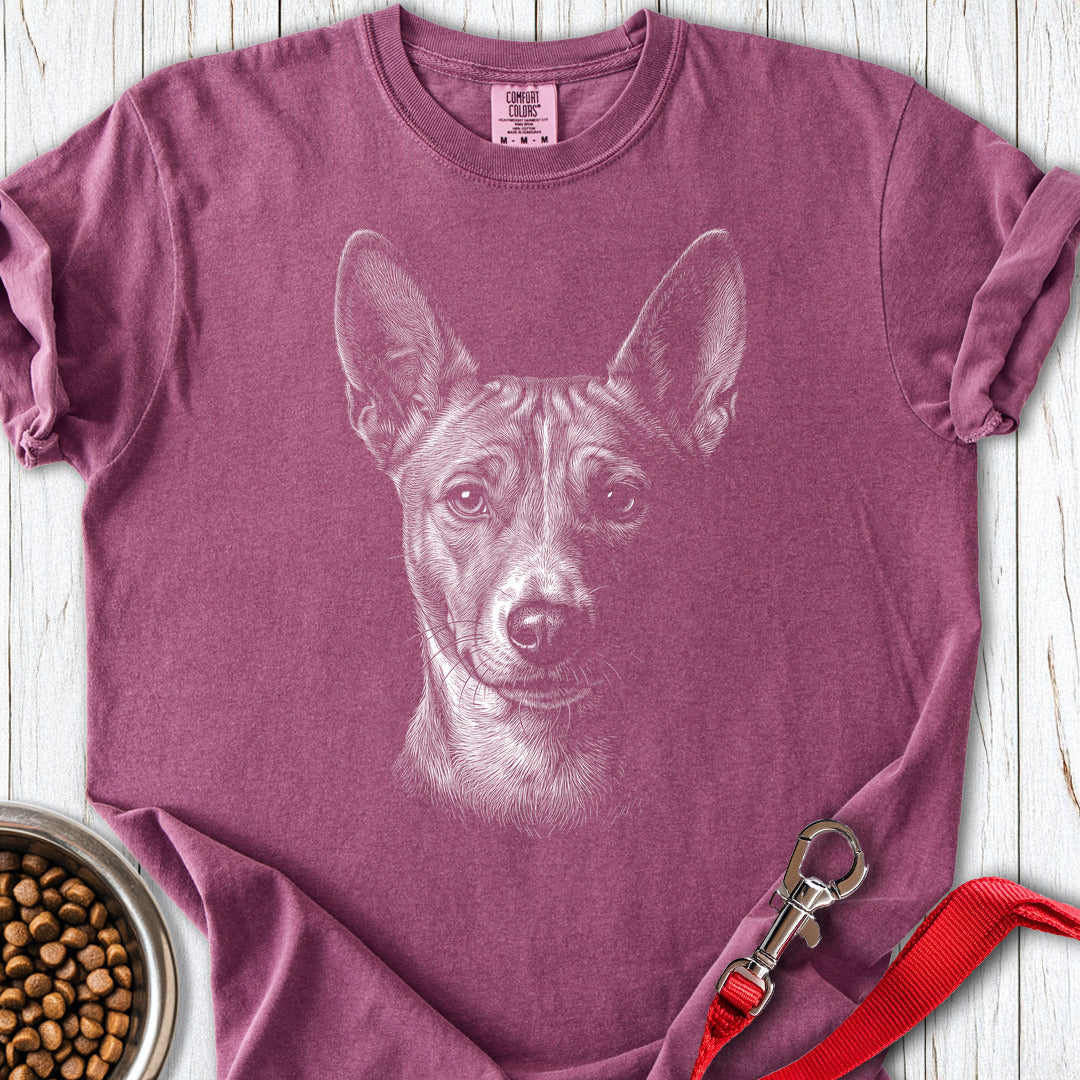 Basenji Engraved Premium Tee — Berry