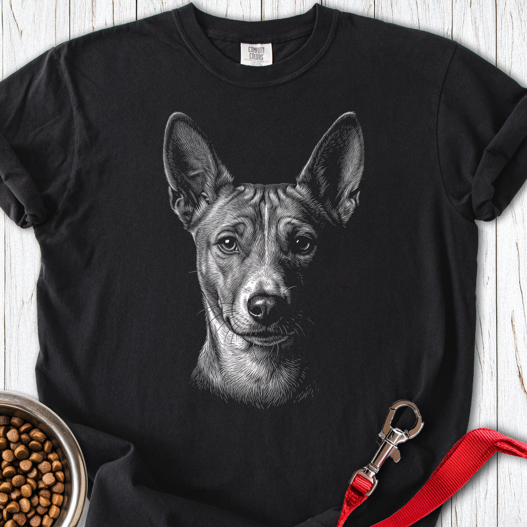 Basenji Engraved Premium Tee — Black
