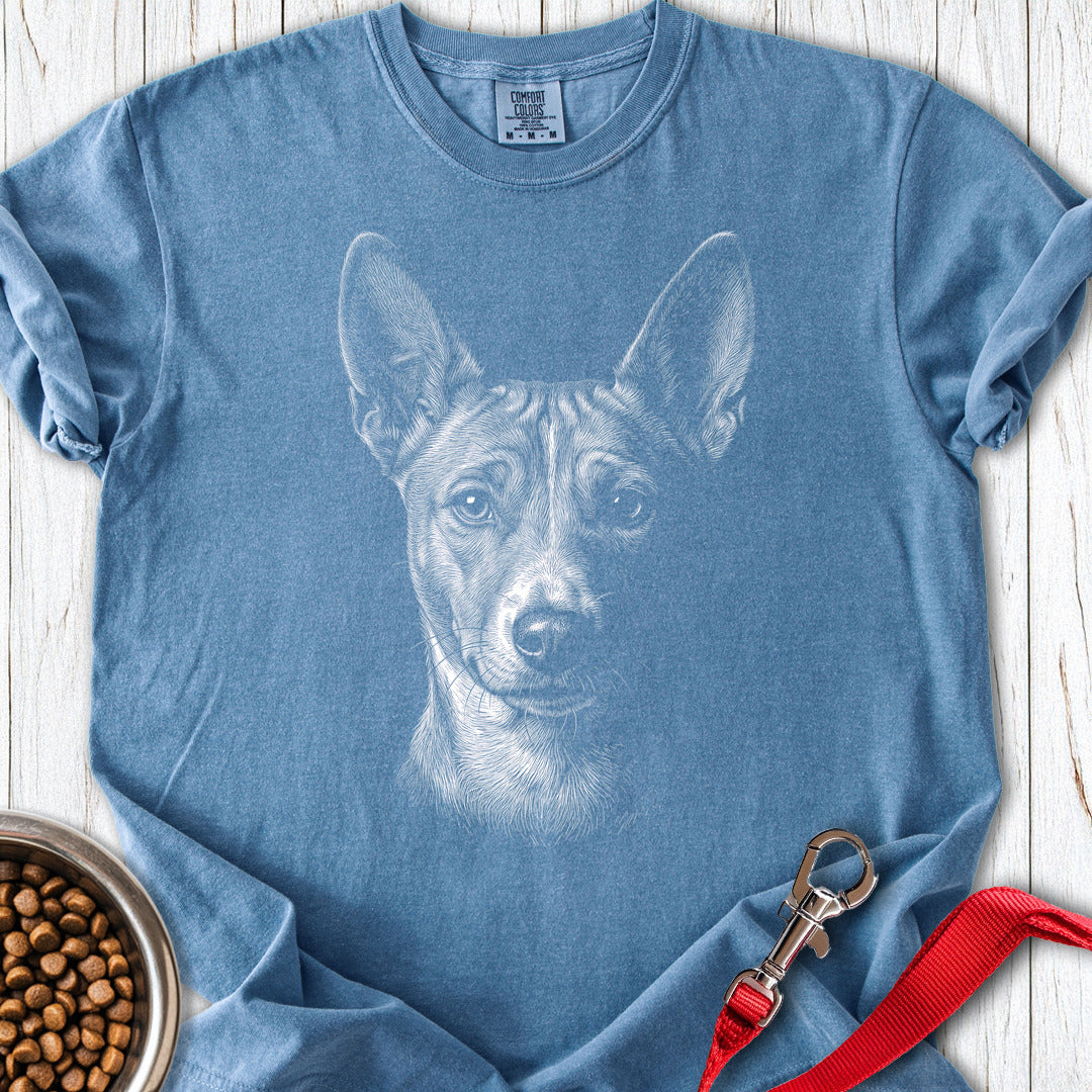 Basenji Engraved Premium Tee — Blue Jean
