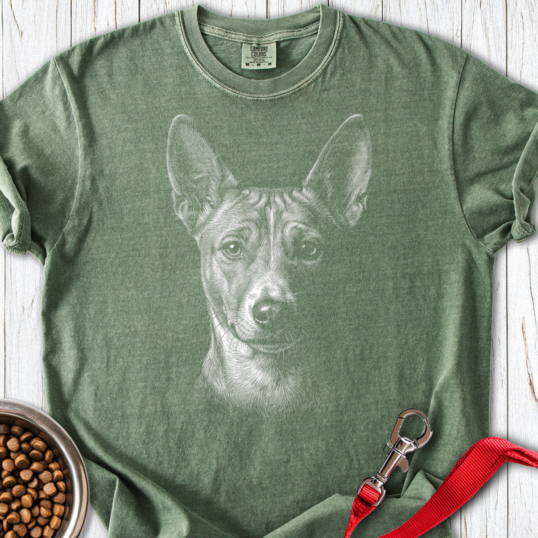 Basenji Engraved Premium Tee — Moss