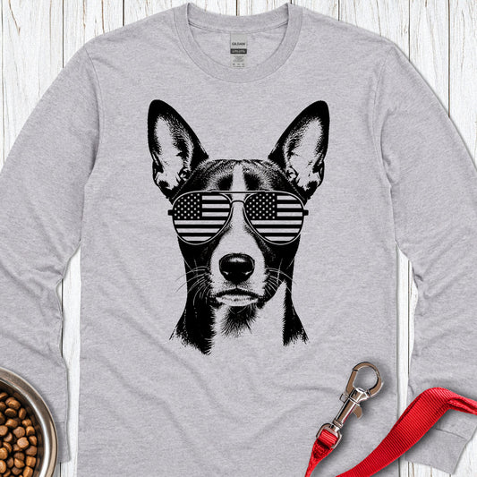 Basenji Flag Shades Long Sleeve — Sport Grey