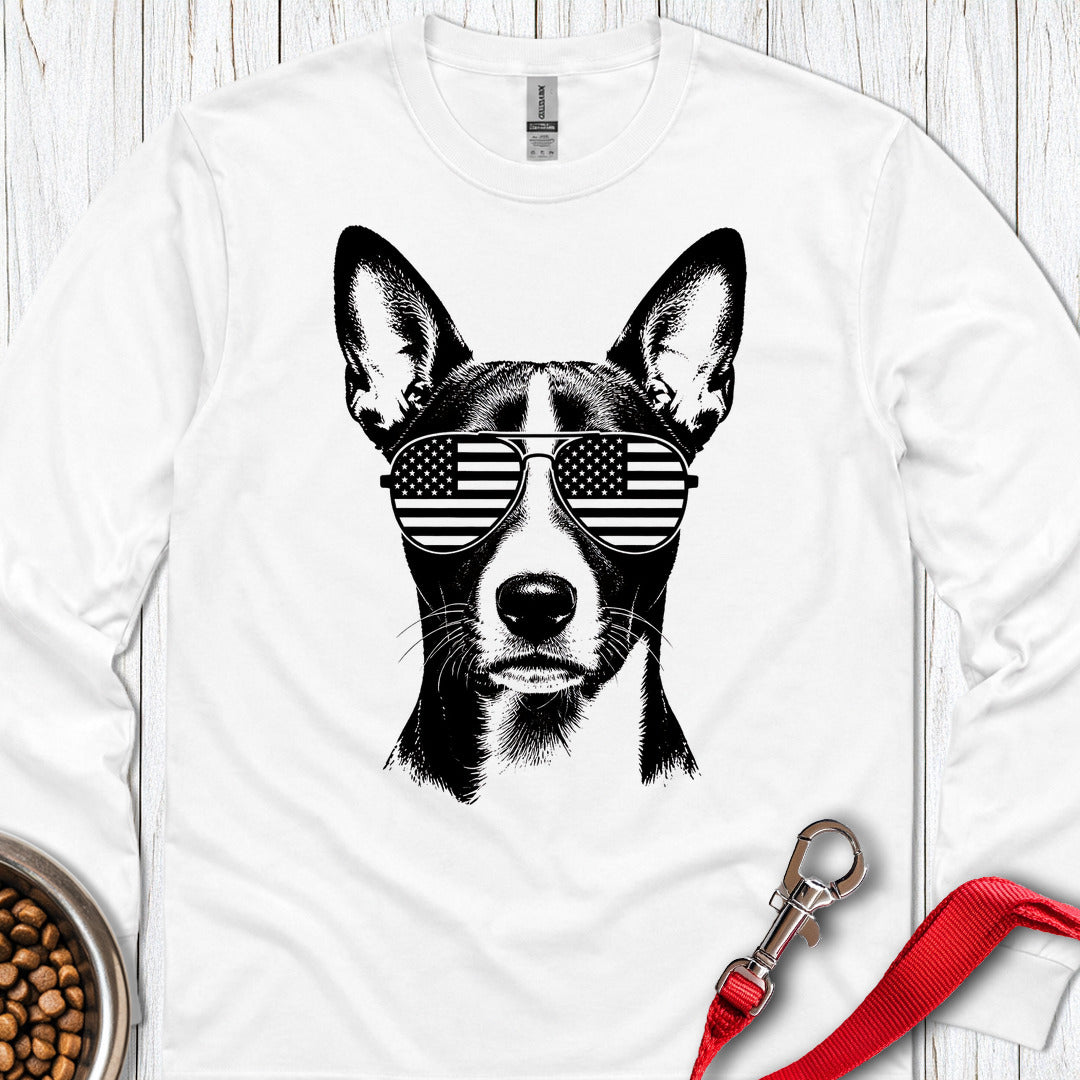 Basenji Flag Shades Long Sleeve — White