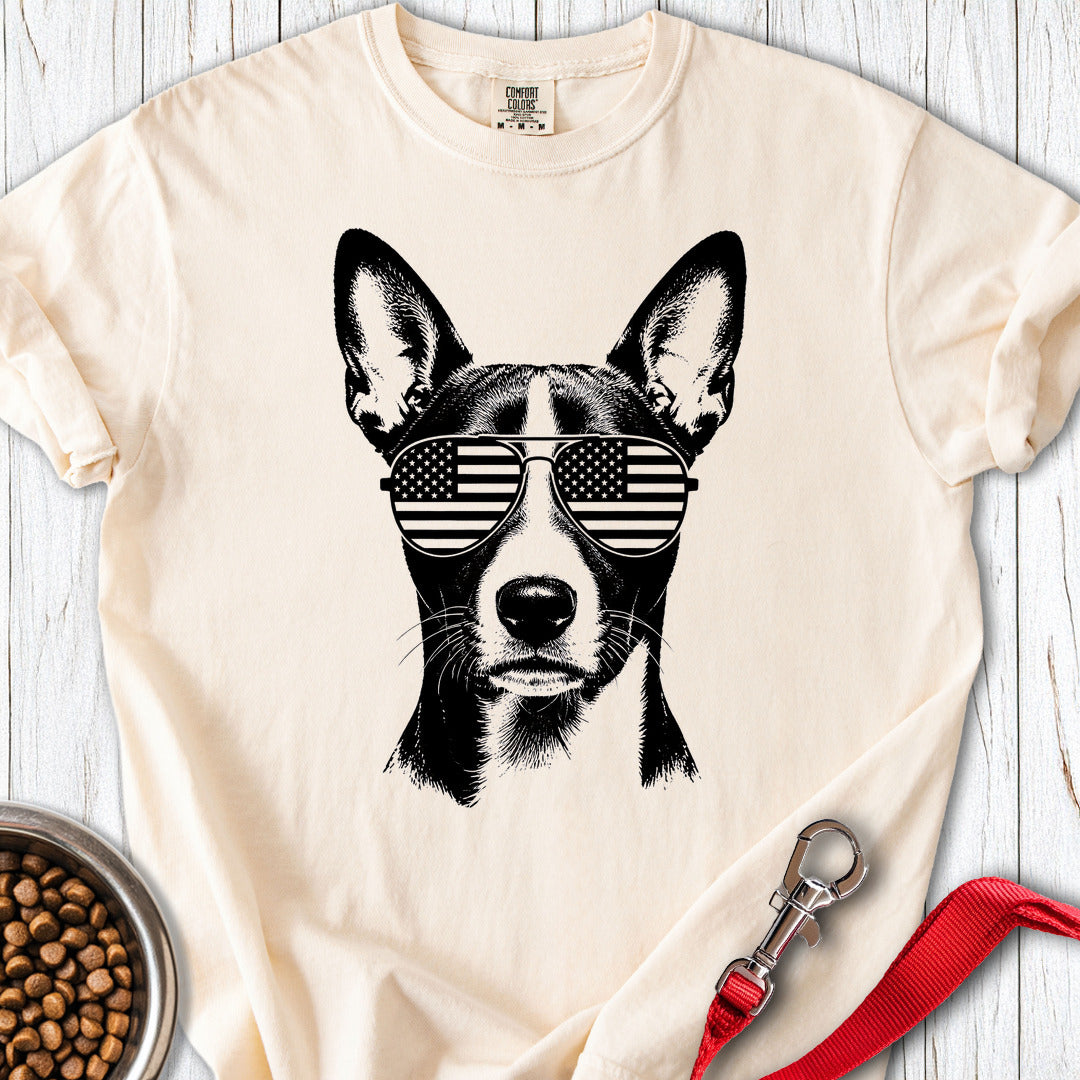 Basenji Flag Shades Premium Tee — Ivory