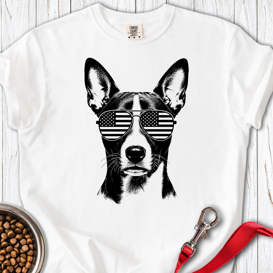 Basenji Flag Shades Premium Tee — White