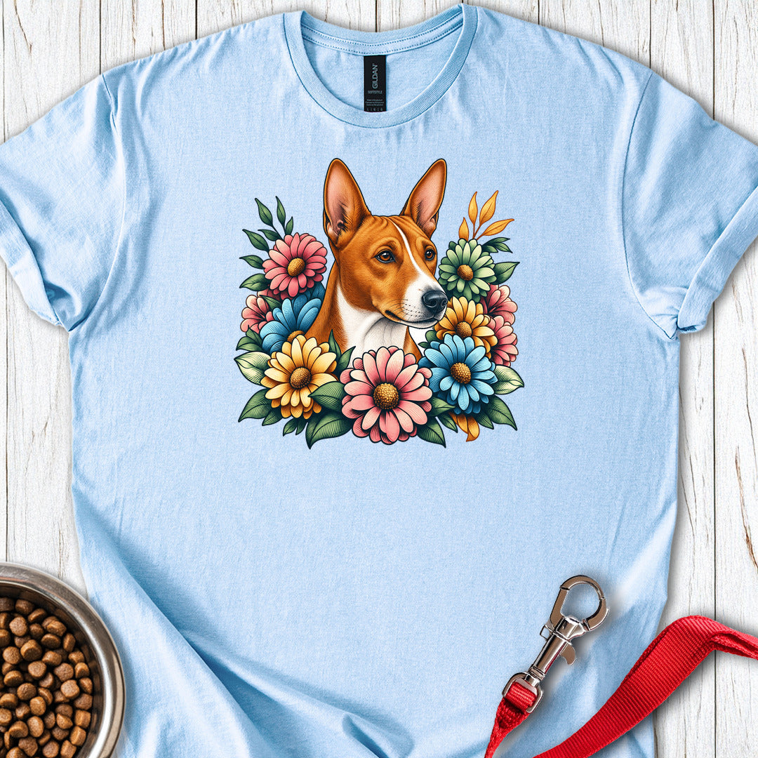 Basenji Flower Wreath — Light Blue