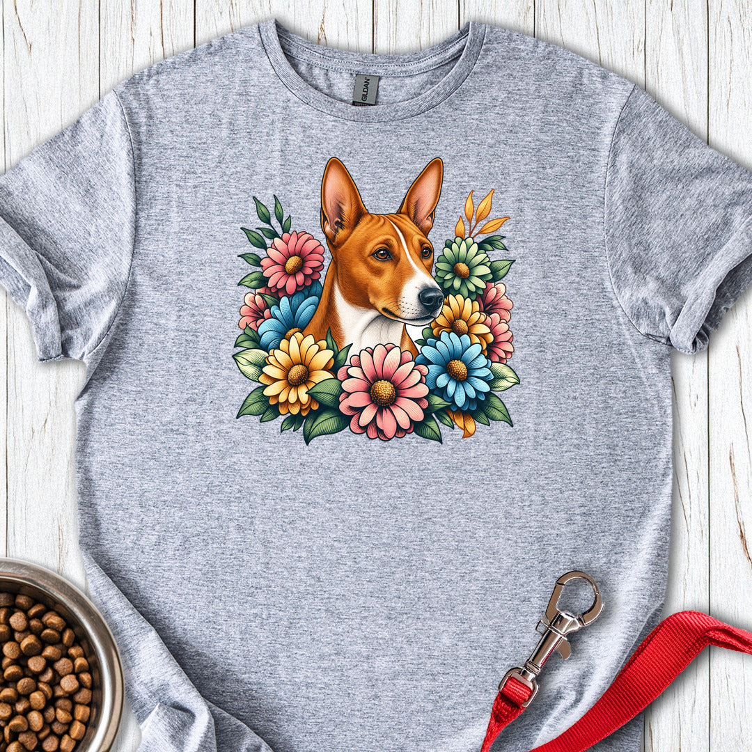Basenji Flower Wreath — Sport Grey