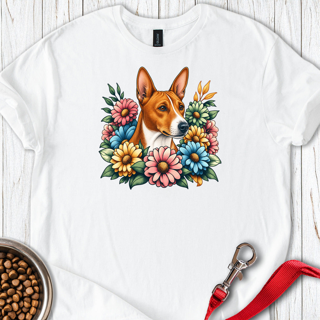 Basenji Flower Wreath — White