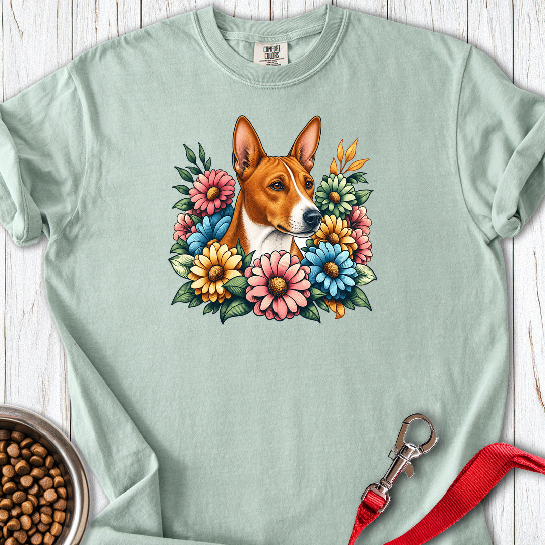 Basenji Flower Wreath Premium Tee — Bay
