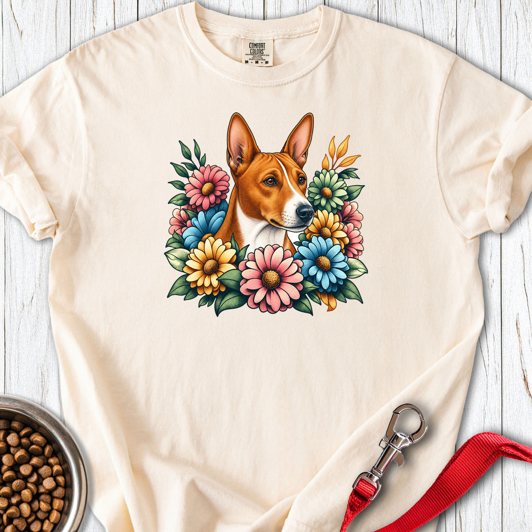 Basenji Flower Wreath Premium Tee — Ivory