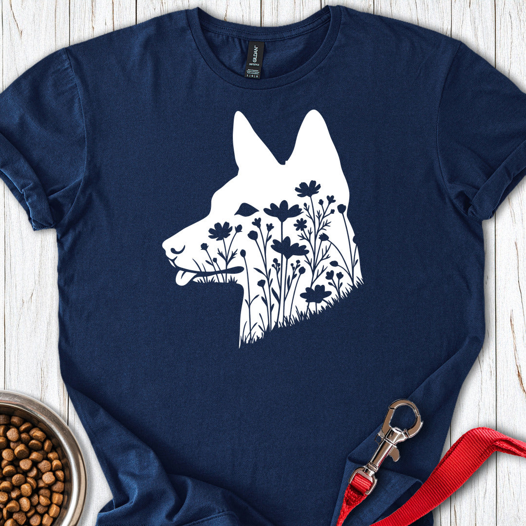 Basenji Flowers — Navy