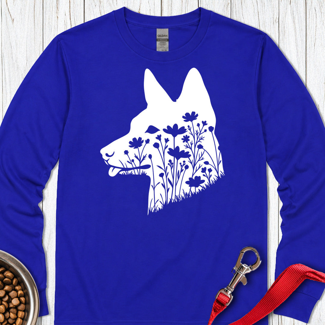 Basenji Flowers Long Sleeve — Royal