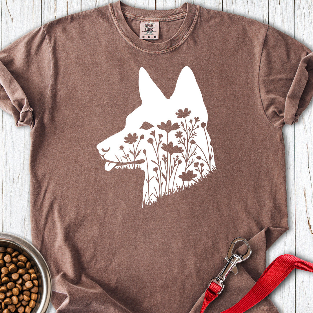 Basenji Flowers Premium Tee — Espresso