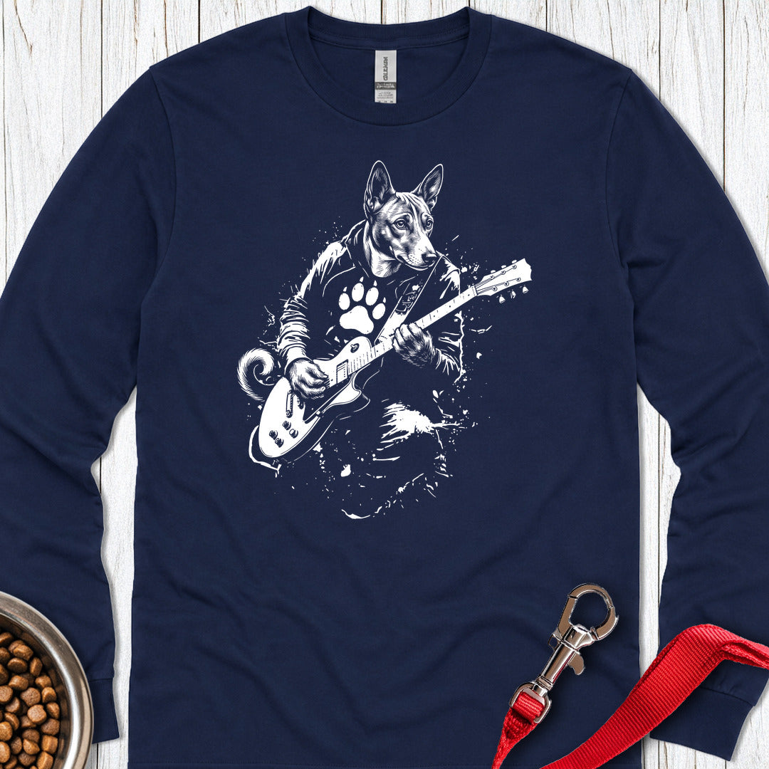 Basenji Guitar Long Sleeve — Navy