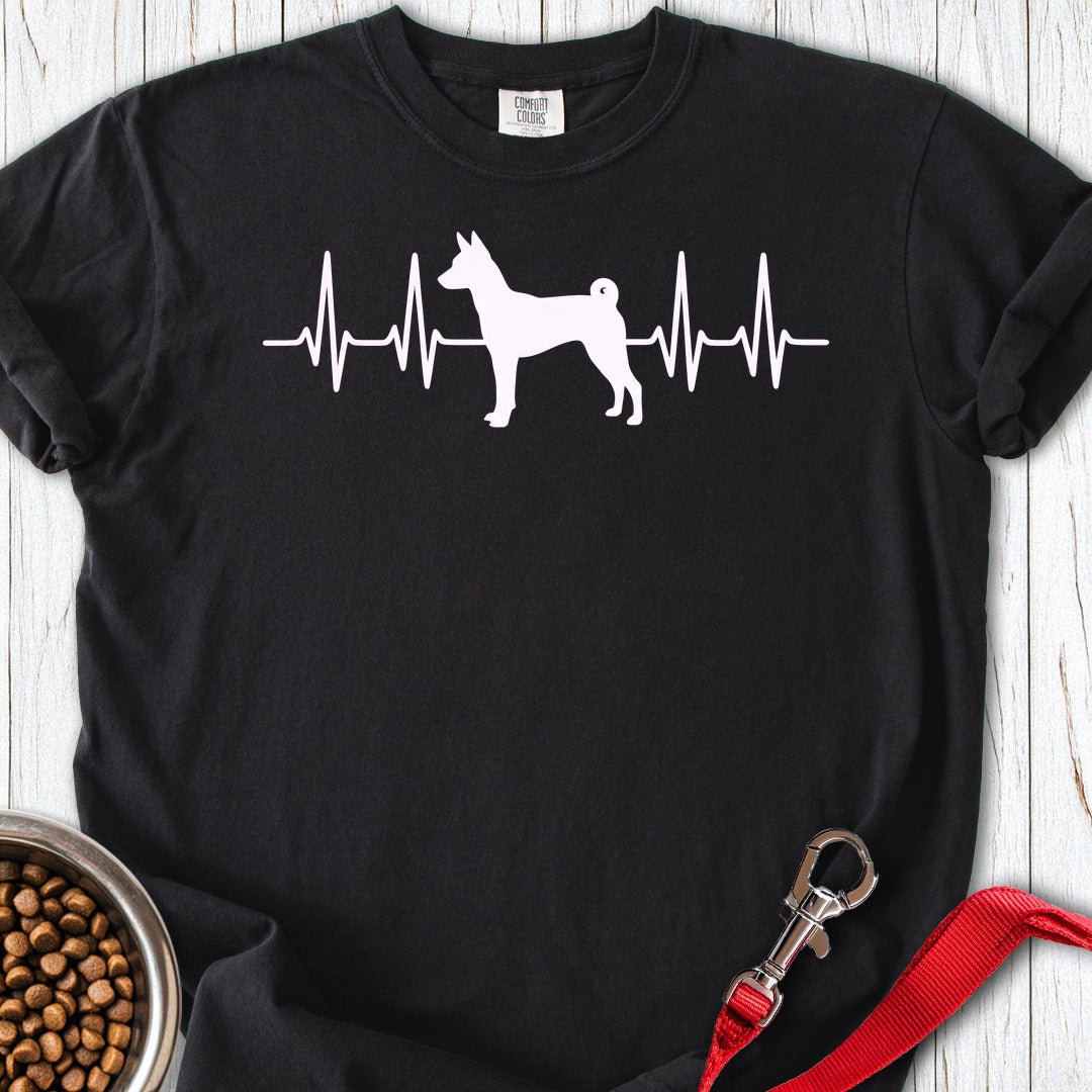 Basenji Heartbeat Premium Tee — Black