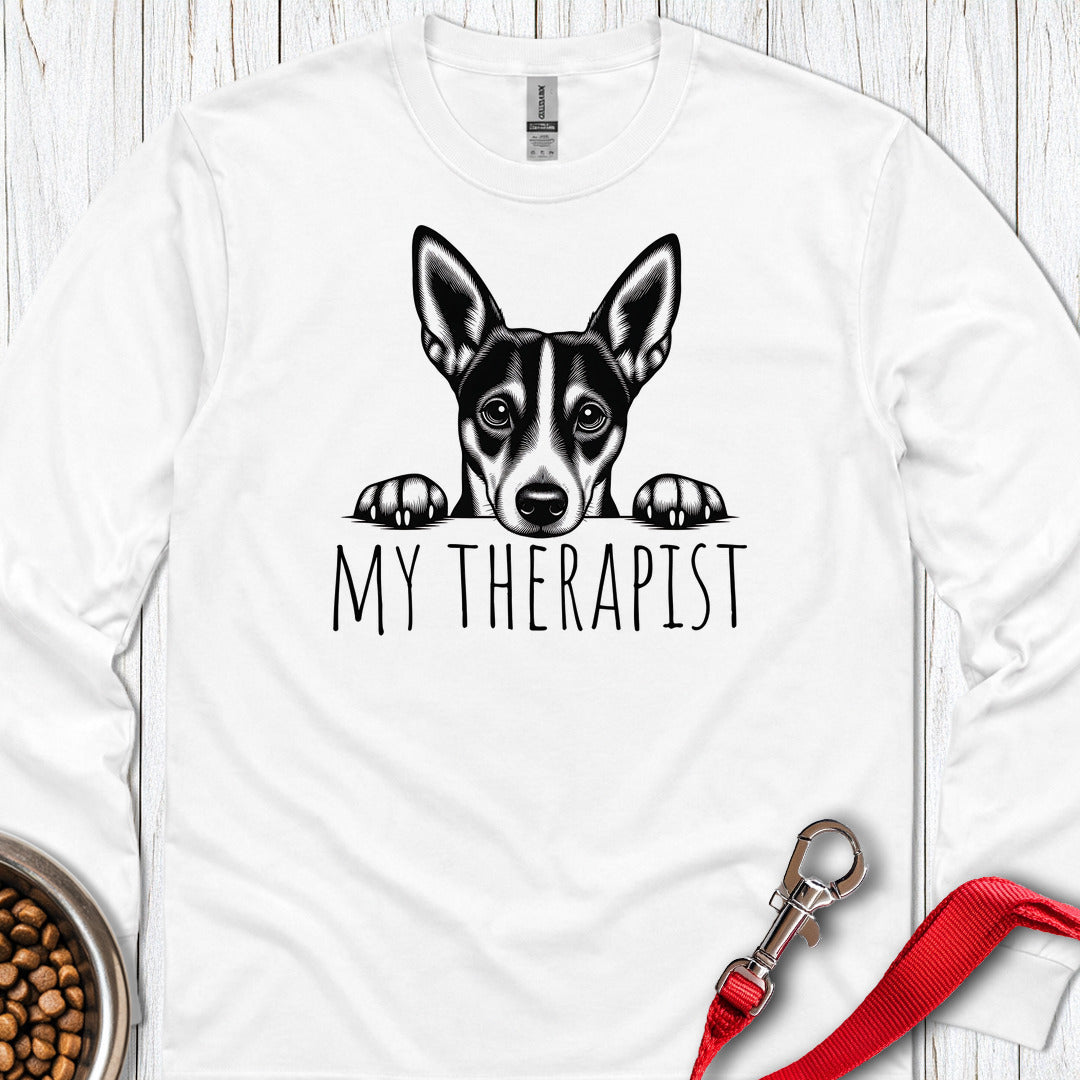 Basenji My Therapist Long Sleeve — White