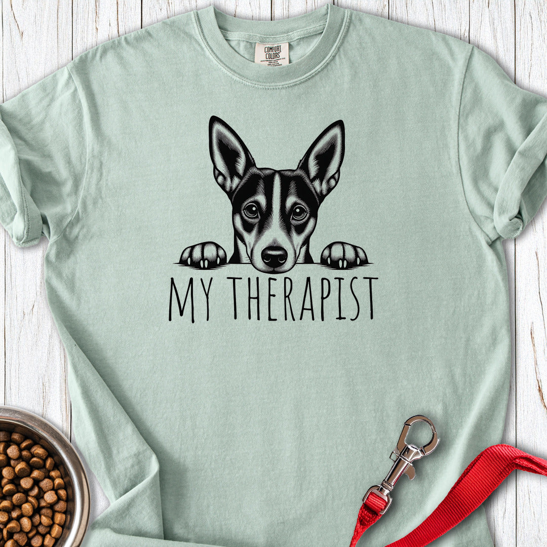 Basenji My Therapist Premium Tee — Bay