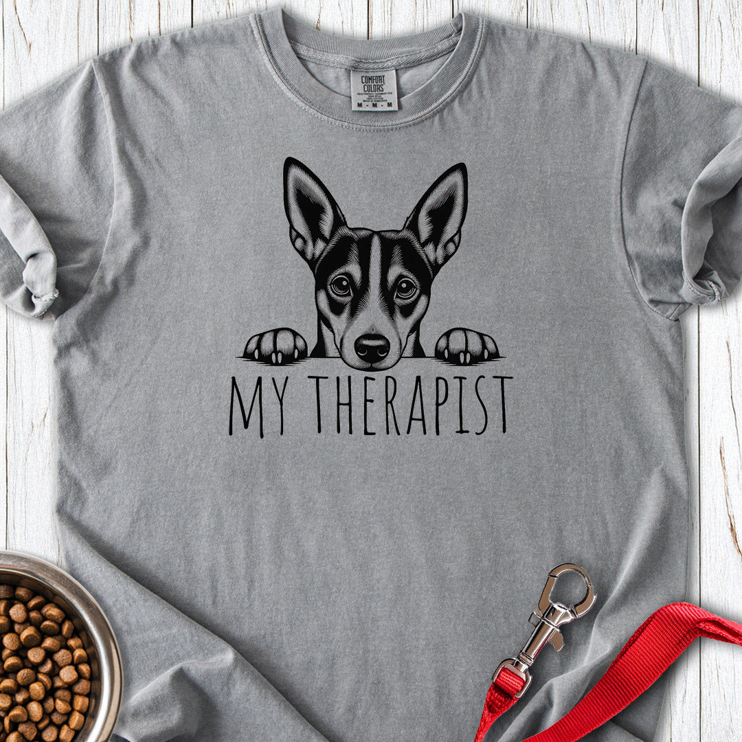 Basenji My Therapist Premium Tee — Grey