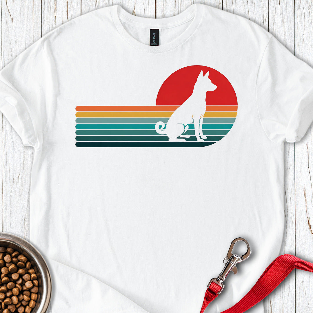 Basenji Retro Sunset — White