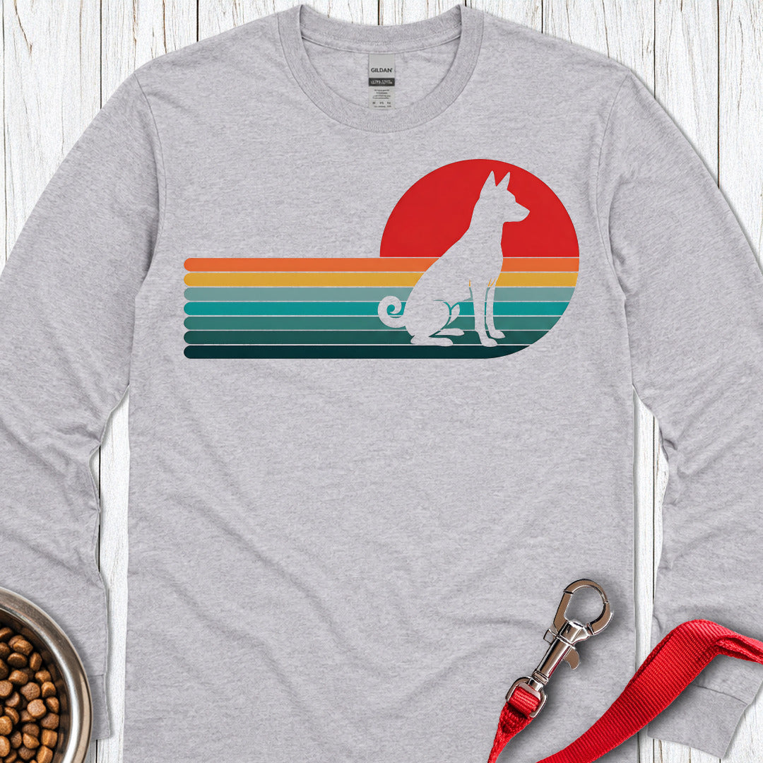Basenji Retro Sunset Long Sleeve — Sport Grey