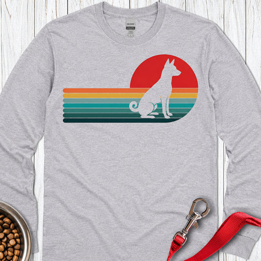 Basenji Retro Sunset Long Sleeve — Sport Grey