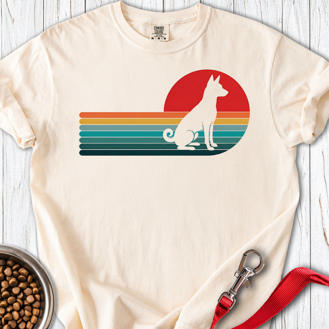 Basenji Retro Sunset Premium Tee — Ivory