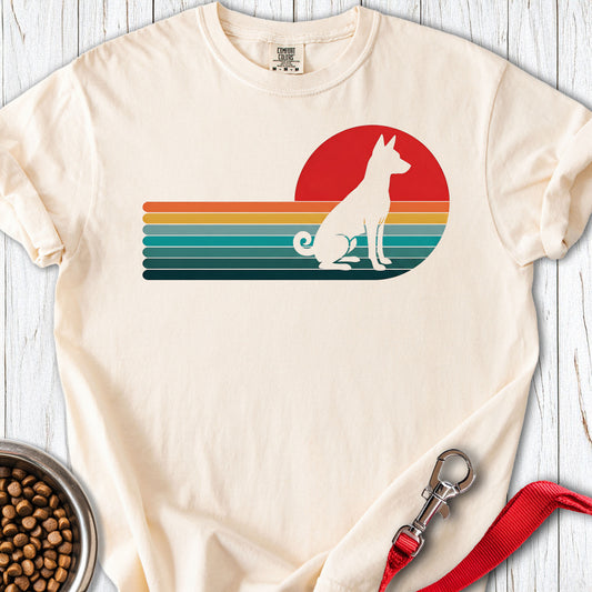 Basenji Retro Sunset Premium Tee — Ivory