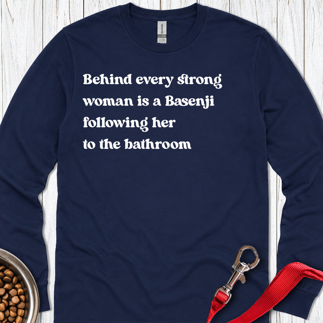 Basenji Strong Woman Long Sleeve — Navy
